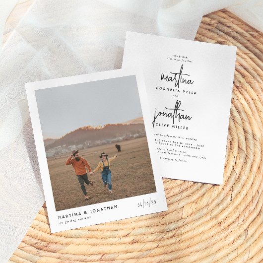 Papier Budget Boho noir & blanc Élégant Mariage photo