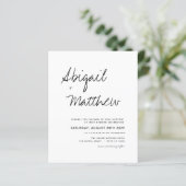 Papier Budget Boho noir blanc moderne Faire-part de maria (Debout devant)