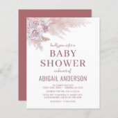 Papier Budget Boho Pampas Baby shower en herbe Invitation (Devant / Derrière)