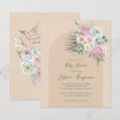 Papier Budget Boho Pampas Baby shower floral beige (Devant / Derrière)