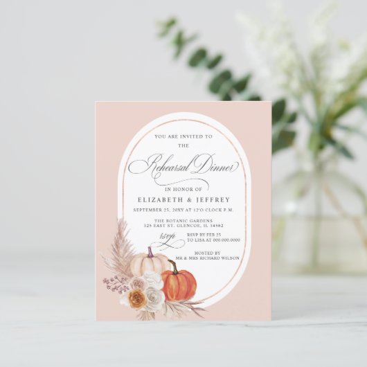 Papier Budget Boho Pampas Citrouilles Dîner de répétition (Debout devant)