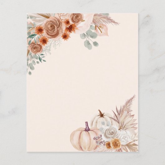 Papier Budget Boho Pampas Citrouilles Dîner de répétition (Dos)