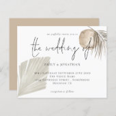 Papier Budget Boho Pampas Faire-part de mariage crème bas (Devant / Derrière)