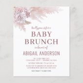 Papier Budget Boho Pampas Grass Baby Brunch Invitation (Devant)