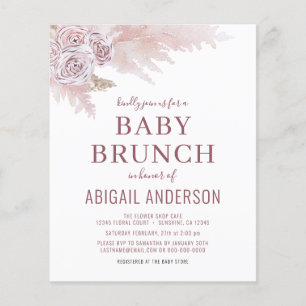 Papier Budget Boho Pampas Grass Baby Brunch Invitation