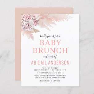 Papier Budget Boho Pampas Grass Baby Brunch Invitation