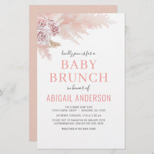 Papier Budget Boho Pampas Grass Baby Brunch Invitation