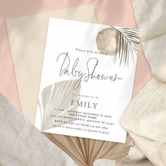 Papier Budget Boho Pampas Grass Girl ou Baby shower garço