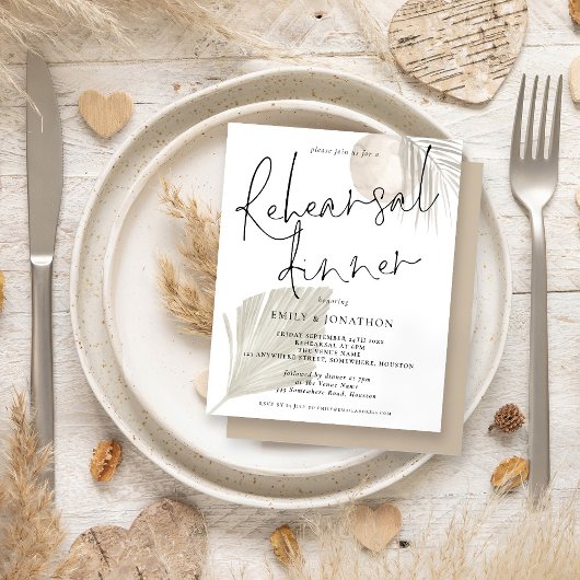 Papier Budget Boho Pampas Mariage Dîner de répétition Inv