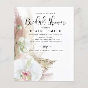 Papier Budget Boho Pampas Orchidée Bridal Show Invitation
