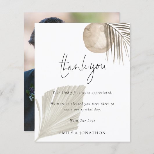 Papier Budget Boho Pampas Photo Mariage Merci (Devant / Derrière)