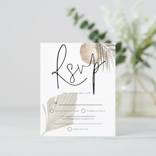 Papier Budget Boho Pampas Ventilateur Grass Mariage RSVP (Debout devant)
