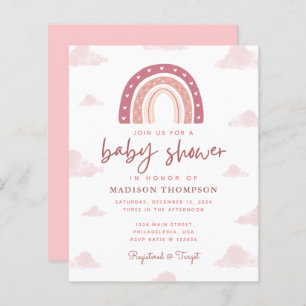 Papier Budget Boho Pastel Pink Rainbow Baby shower