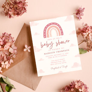 Papier Budget Boho Pastel Pink Rainbow Clouds Baby shower