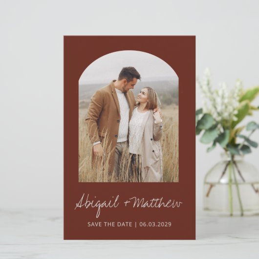Papier Budget Boho Photo Arch Enregistrer La Date Invitat (Debout devant)