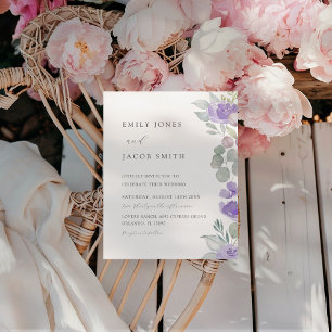 Papier Budget Boho Purple Eucalyptus Faire-part de mariag