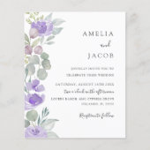 Papier Budget Boho Purple Eucalyptus Faire-part de mariag (Devant)