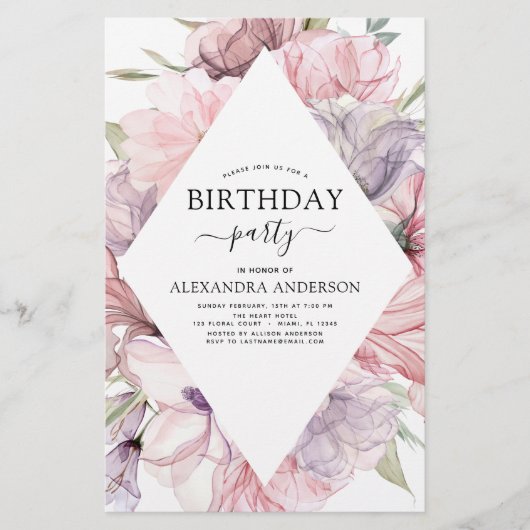 Papier Budget Boho Purple N'Importe Quel Âge Anniversaire (Devant)