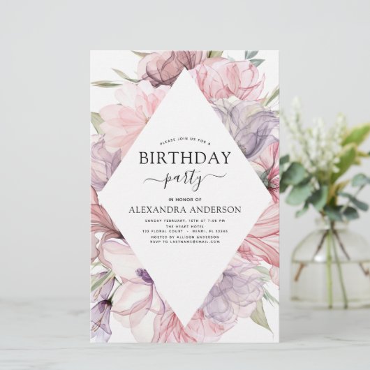 Papier Budget Boho Purple N'Importe Quel Âge Anniversaire (Debout devant)