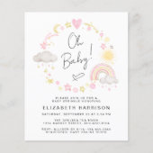 Papier Budget Boho Rainbow Baby Girl Sprinkle Invitation (Devant)