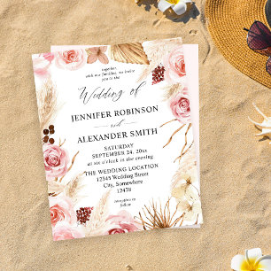 Papier Budget Boho rose & beige Floral Pampas Mariage