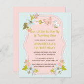 Papier Budget Boho rose papillon 1er fête d'anniversaire (Devant / Derrière)