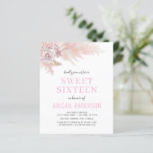 Papier Budget Boho rose Sweet sixteen Invitation (Debout devant)