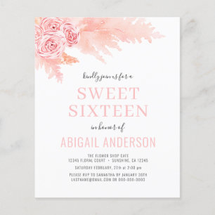 Papier Budget Boho rose Sweet sixteen Invitation