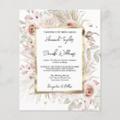 Papier Budget Boho Rustic Floral Faire-part de mariage (Devant)