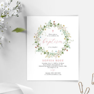 Papier Budget Boho Rustique Fleurs sauvages Baptême Invit