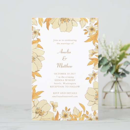 Papier Budget Boho Rustique Jaune Floral Mariage frontièr (Debout devant)