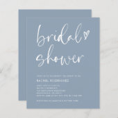 Papier Budget Boho Script Dusty Blue Fête des mariées Inv (Devant / Derrière)