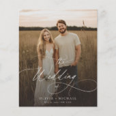 Papier Budget Boho Script Rustic Photo Wedding Invite (Devant)