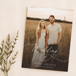 Papier Budget Boho Script Rustic Photo Wedding Invite