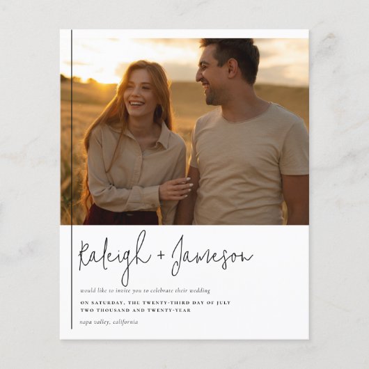 Papier Budget Boho Script Typographie 2 Photos Mariage (Devant)