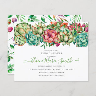 Papier Budget Boho Succulente Invitation à la douche nupt