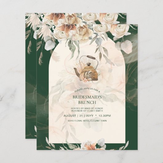 Papier BUDGET Boho TEA PARTY Pampas Grass Fête des mariée (Devant / Derrière)