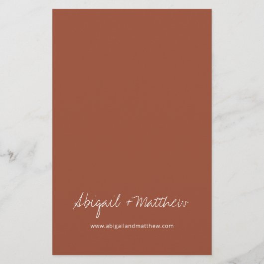 Papier Budget Boho Terra Cotta Simple Faire-part de maria (Dos)