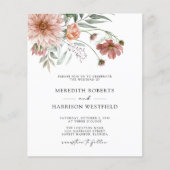 Papier Budget Boho Terracotta Floral Faire-part de mariag (Devant)