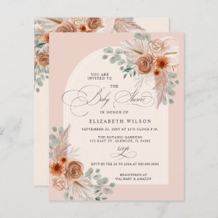 Papier Budget Boho Terracotta Pampas Baby shower Invitati