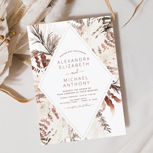 Papier Budget Boho Terracotta Pampas Grass Beige Mariage