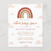 Papier Budget Boho Terracotta Rainbow Baby shower virtuel (Devant)