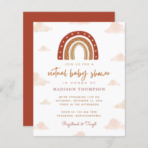 Papier Budget Boho Terracotta Rainbow Baby shower virtuel