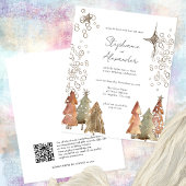 Papier Budget Boho Trees étoiles QR Code Mariage de Noël