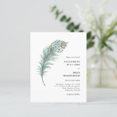Papier Budget Boho Turquoise Plumes bleu Mariage minimal (Debout devant)