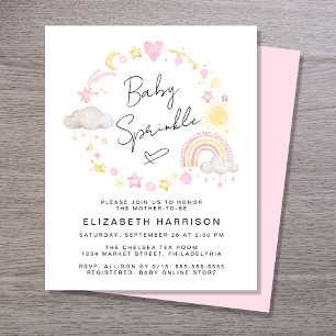 Papier Budget Boho Watercolor Baby Girl Sprinkle Invitati