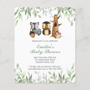 Papier Budget Bois Animaux Baby shower de verdure