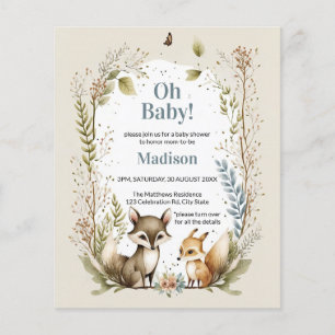 Papier Budget Bois Animaux Garçon Baby shower Invitation