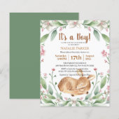 Papier Budget Bois Bois Deer Sage Baby shower floral (Devant / Derrière)