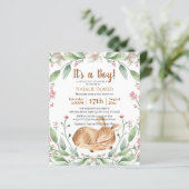 Papier Budget Bois Bois Deer Sage Baby shower floral (Debout devant)